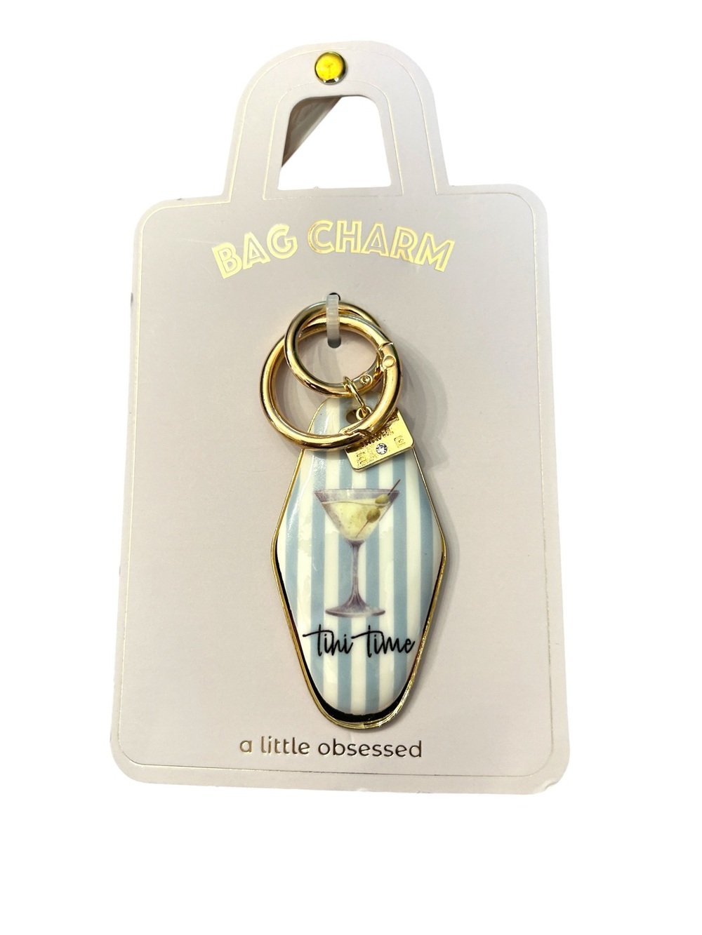 Tini Time Striped Martini Bag Charm - Gold Accent